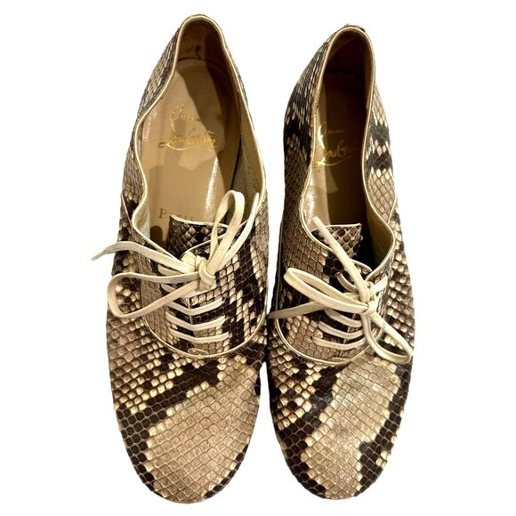 Christian Louboutin Zazou Snakeskin Loafers - Picture 1 of 6